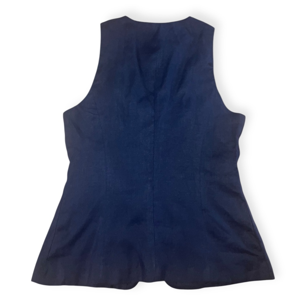 Madewell Womens Blue Linen Scoopneck Cutaway Vest - Picture 5 of 8